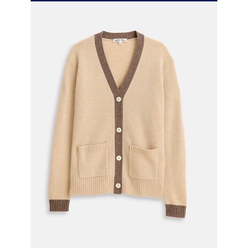 Alex Mill 100% Cashmere Roland Cardigan Sweater in Cream Tan Size Medium